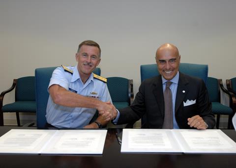 The agreement was signed at Coast Guard Headquarters in Washington by Rear Admiral Paul F. Zukunft (Assistant Commandant for marine safety, security and stewardship) USCG and Ugo Salerno, CEO, RINA