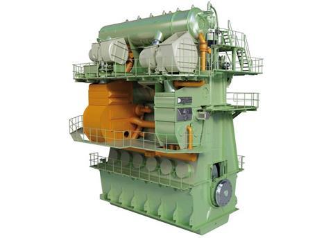 MAN B&W 6G70ME-C9.5 two-stroke main engines feature integrated Exhaust Gas Recirculation (EGR) systems