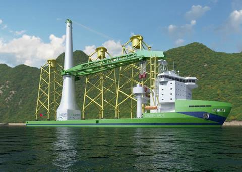 The new CDWE wind farm main installation vessel is due to begin operations in the Taiwan Straits in 2023. (Image: Wärtsilä)