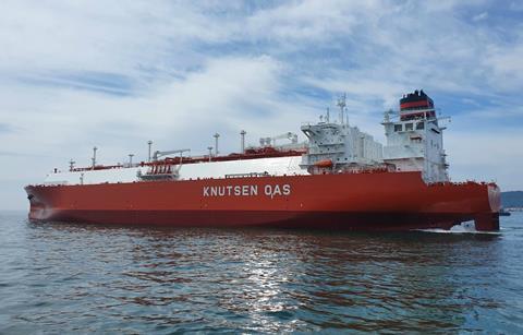 The vessels managed by Knutsen OAS Shipping include recent delivery <i>Traiano Knutsen</i>. (Image: Knutsen OAS Shipping)