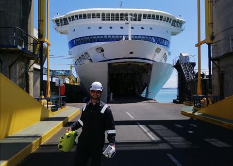 The first full in-water ship’s hull survey with a mini ROV on ‘Bretagne’ Photo: Bureau Veritas