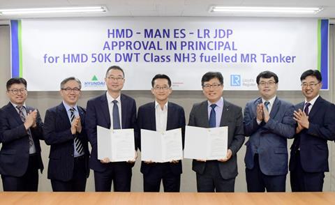 HMD receives approval in principle from LR for its NH3-fuelled MR tanker design. (Image: HMD)