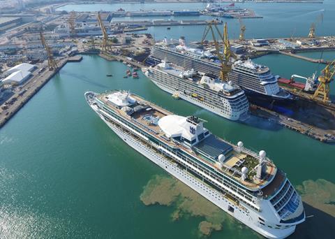 Four cruise ships are being repaired at Navantia's shipyard in Cadiz