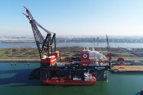 Titan LNG organised the LNG bunkering of 3,300 tonnes for the dual-fuel SSCV, <i>Sleipnir</i>. (Image: Titan LNG)