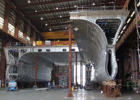 ‘Spearhead’ (JHSV 1) under construction at Austal’s Mobile, Alabama shipyard