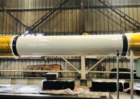 Thorshield shaft protection coating was applied to the propeller shaft Photo: Thordon Bearings