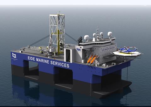 Rendering of one of the new well intervention vessels for Eide Marine, ordered from STX Finland