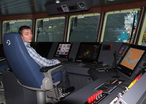 Svein Olav Tørresdal, project manager nav/com at Havyard Power & Systems, shows the navigation and communications package on ‘Saeborg’