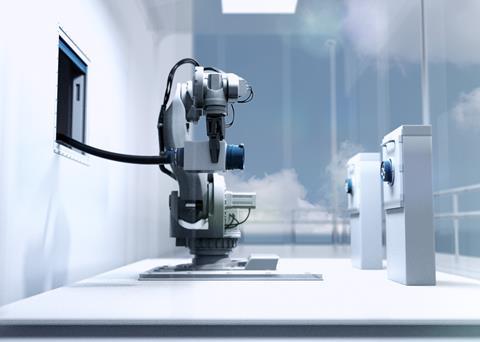 ABB's IRB 7600 robot will guide charging cables from the vessel to the shore connectors as part of an automated charging setup.