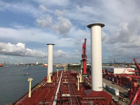 Flettner rotors and other novel technologies could help tankers and bulkers meet EEDI targets (Image: Maersk Tankers)
