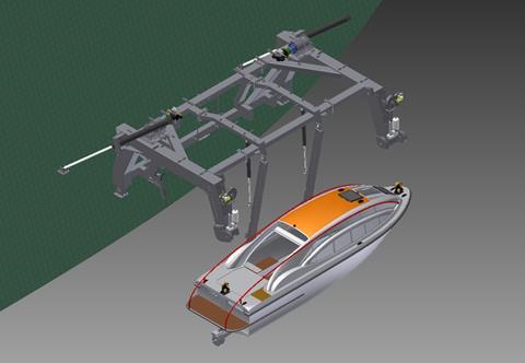 Rendering of Vestdavit system