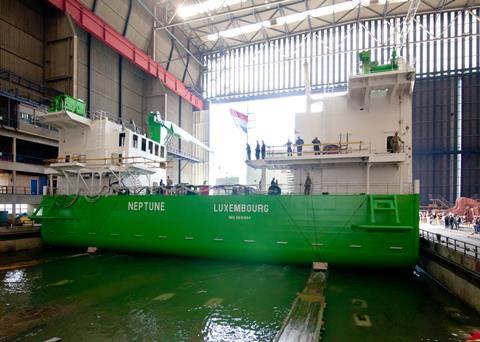 Launch of wind farm ship ‘Neptune’ at IHC Merwerde
