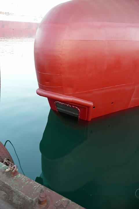 See Echo forward looking sonar installation in tanker bow