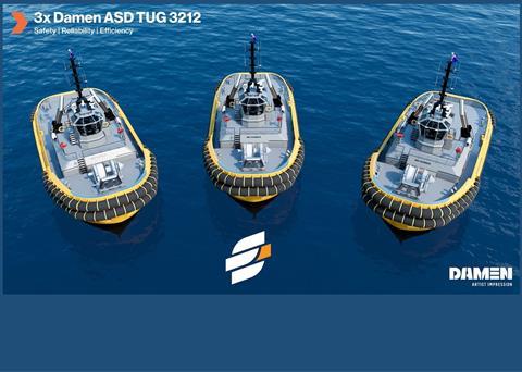 Damen has won a contract to supply three new ASD Tug 3212 to Engage Marine Photo: Damen