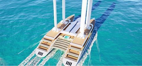 Artist's impression of YSA Design's wind-powered catamaran