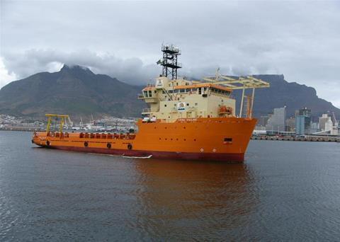 The refurbished ‘Toisa Vigilant’ leaving Gibdock