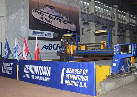 Remontowa and BC Ferries held the steel cutting for the first LNG-diesel ferry in Gdansk earlier this month