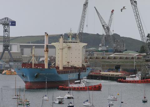 ‘Maersk Weymouth’ was seriously damaged when its forward deck crane boom collapsed