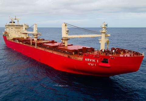<i>Arvik I</i> builds on Fednav’s expertise in developing ships to serve remote mining operations in the Canadian Arctic (credit: SR Photography).