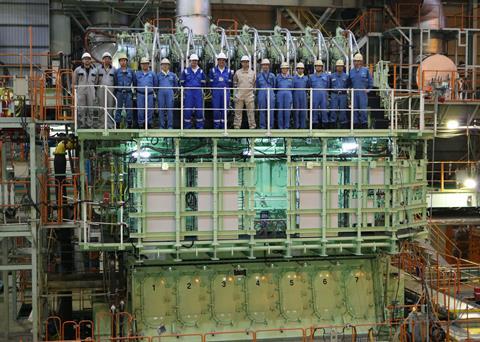 The first ethane-burning Mitsui-MAN ME-GIE engine has been built at Mitsui's Tamano Works