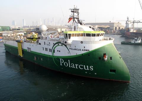 ‘Polarcus Asima’ seen here at Drydocks World’s Dubai shipyard prior to delivery