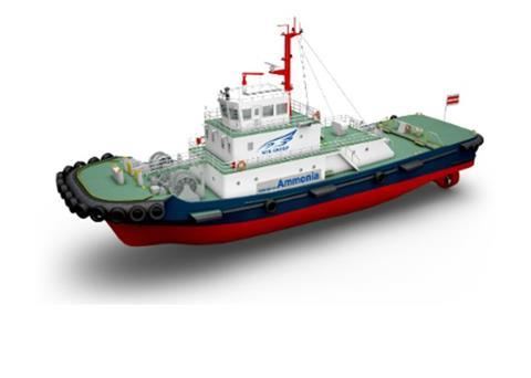 An artist’s impression of the world’s first ammonia-fuelled tugboat