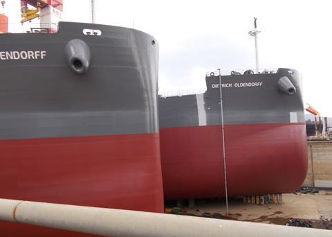 EEDI Phase 3-compliant 100,000dwt bulkers built by Oshima. (credit: Oldendorff Carriers).