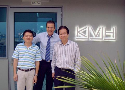 Vivian Quenet, vice president of sales, Asia-Pacific (back) with Tong Kian Tan, applications engineer (left), and Albert Chung, sales director - Asia (right)
