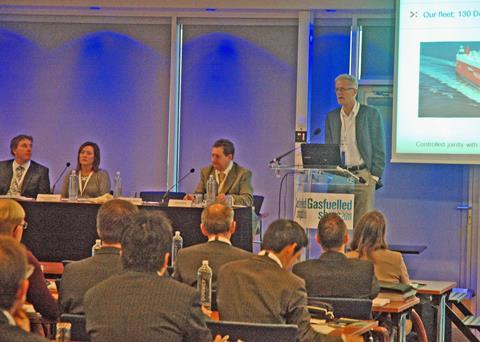 Per A Brinchman, technical manager of Wilh Wilhelmsen, delivers the keynote address