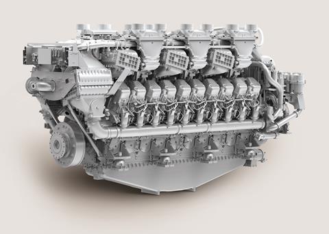 The new generation of MTU’s series 1163 engines sees a newly developed version of the engine, without exhaust after-treatment, seen here in the: 20-cylinder version