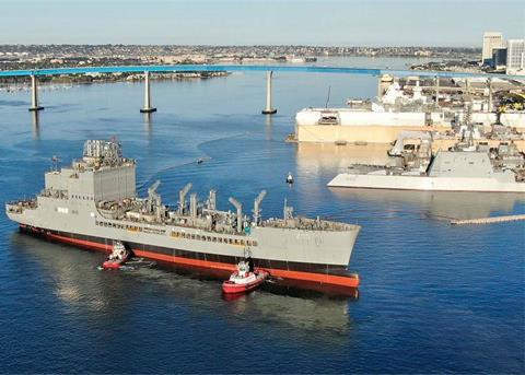 <i>USNS John Lewis</i>, after launching in January this year. (credit: General Dynamics).