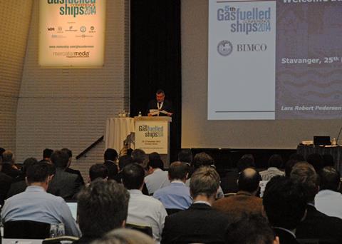 Conference chairman Lars Robert Pedersen of BIMCO welcomes delates to the fifth Motorship Gas Fuelled Ships conference