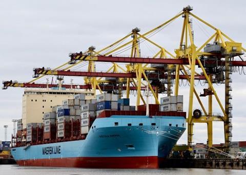 The 2,100 teu newbuilding will join 3,596 teu <i>Vistula Maersk</i> (pictured) in service in Maersk-owned Sealand Europe’s feeder connection between Northern Europe and Gulf of Bothnia ports.