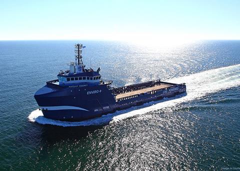 The installation of the containerised Wärtsilä 1,450 kW battery hybrid package on the <i>Harvey Energy</i> is expected to reduce overall fuel costs by 10 to 20 percent. (credit: ABS)