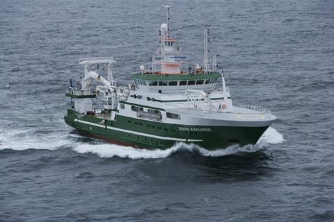 Irish research ship <i>Celtic Explorer</i>. The same designer, Skipsteknisk, has been retained for the newbuild project (credit: Marine Institute).