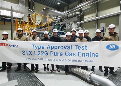 STX Engine received type approval from Korean Register (KR) for a medium speed pure gas engine, L22G