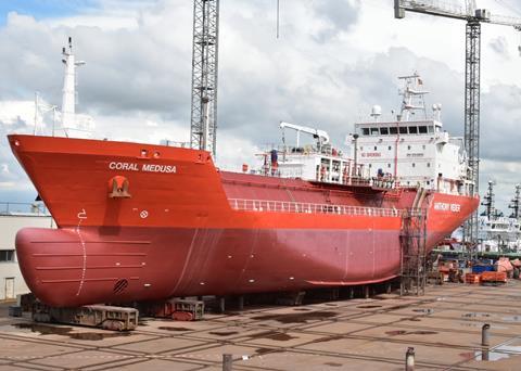 An intermediate survey, propeller shaft and rudder overhaul and repainting were undertaken while 'Coral Medusa' was under gas