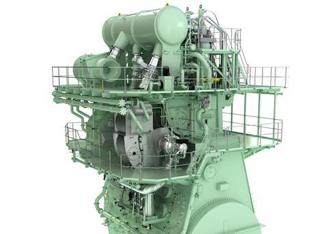 A rendering of MAN ES' new 5G70ME-GA low-pressure engine. (credit: MAN ES)