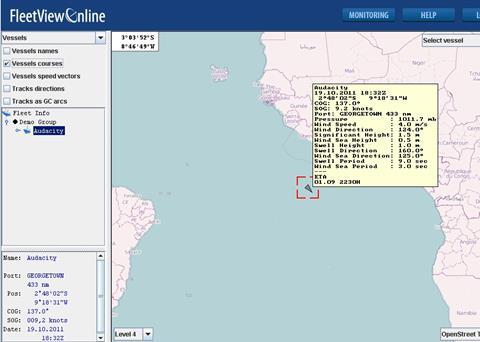 Image showing a FleetViewOnline screenshot