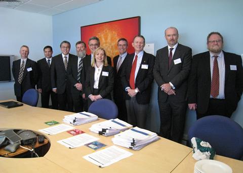 Contract signing group photograph taken at CSIRO office in Hobart, Tasmania