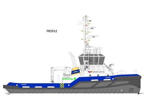 Offshore Ship Designers’ Azistern 3270 basic design 70 tonne BP low emission harbour tug