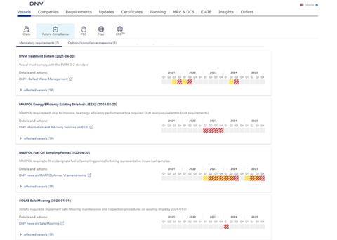 Compliance Planner automatically shows an owner or operator which regulations are affecting its fleet and when Photo: DNV