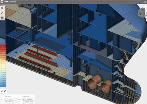 NAPA Viewer allows all stakeholders to view the latest 3D model during the ship design process Photo: NAPA