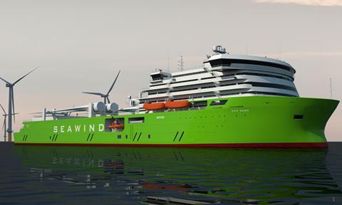 Artist impression of the new offshore wind-farm maintenance vessel concept