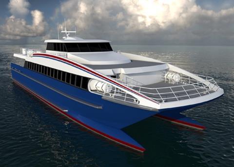 Artist impression of the 35m catamaran ferries ordered by Xhuhai High Speed Ferry
