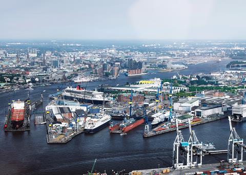 Blohm+Voss's historic shipyard and headquarters in Hamburg
