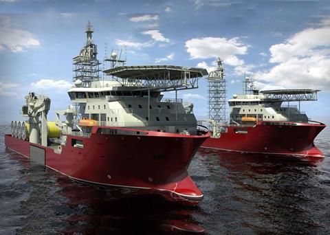 Rendering of the Wärtsilä-designed pipelay vessels to be built at DSME for service in Brazil