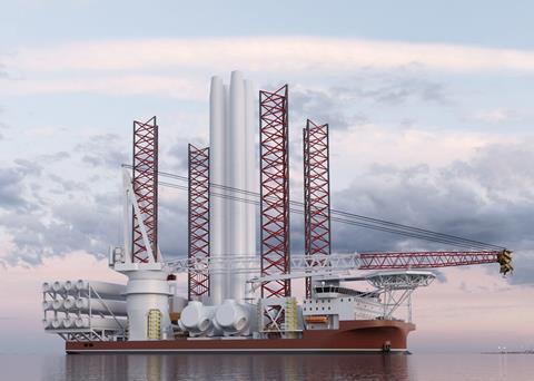 Latest addition to a highly-customisable series of jack-up WTIVs, the Atlas A-class. (credit Knud E.Hansen).