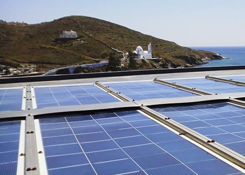 The Aquarius solar panel array onboard the 'Blue Star Delos'