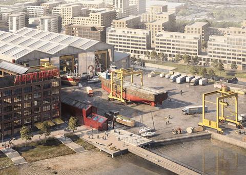 Bold scheme for a new yard as part of a regeneration programme in London. (credit: PLA).